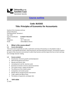Course outline Code: BUS502 Title: Principles of Economics for
