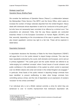 Strategic Legal Fund Operation Nexus: Briefing Paper We consider