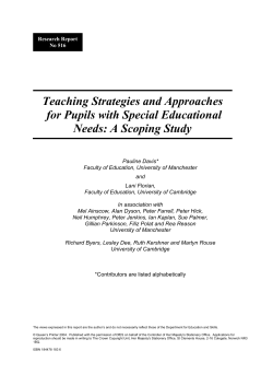 Teaching strategies and approaches for pupils with special