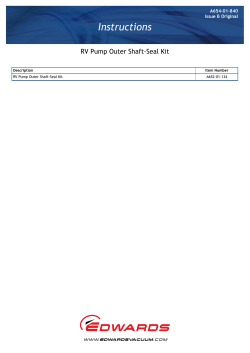 Instructions: RV Pump Outer Shaft-Seal Kit