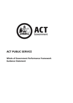 ACT Public Service Performance Framework Guidance Statement