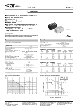 AXICOM Signal Relays P1 Relay V23026 Max. DC Load Breaking