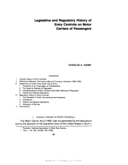 Legislative and Regulatory History of Entry Controls on Motor
