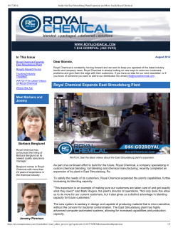 Royal Chemical Expands East Stroudsburg Plant