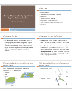 Overview Cognitive Radio Cognitive Radio