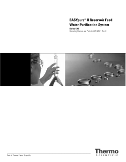 EASYpure&reg; II Reservoir Feed Water Purification