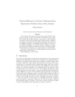 Cultural Differences in Prisoner`s Dilemma Game Experiments