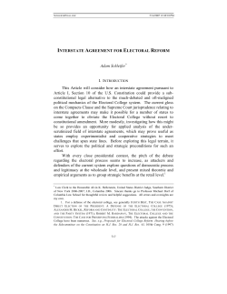 INTERSTATE AGREEMENT FOR ELECTORAL REFORM Adam