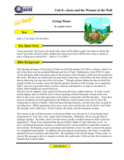 Unit 8&mdash;Jesus and the Woman at the Well Living Water