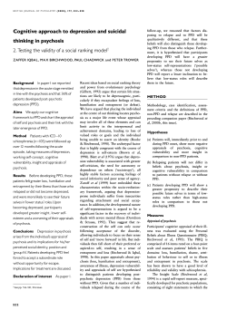 Cognitive approach to depression and suicidal thinking in psychosis
