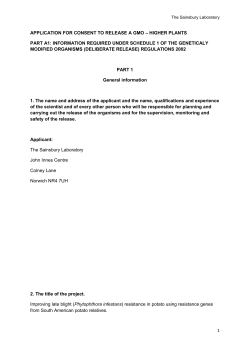 1 application for consent to release a gmo &ndash; higher plants part a1