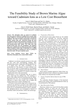 The Feasibility Study of Brown Marine Algae toward Cadmium Ions