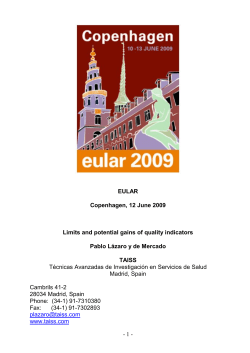1 - EULAR Copenhagen, 12 June 2009 Limits and potential gains of