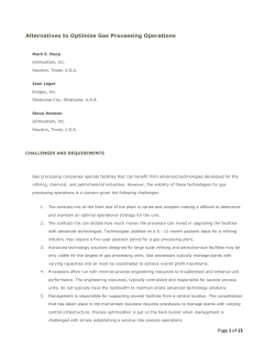 Alternatives to Optimize Gas Processing Operations