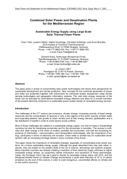 Combined Solar Power and Desalination Plants for the