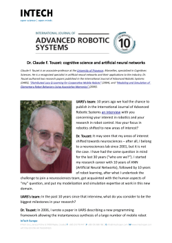 Dr. Claude F. Touzet: cognitive science and artificial