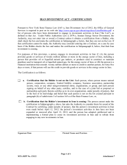 Iran Divestment Act Certification