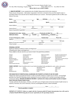 Health Evaluation Form - Virginia State University