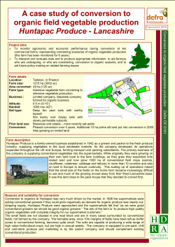 A case study of conversion to organic field vegetable production