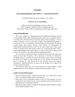 POLI6002 International Relations (IR) Theory: A Critical Introduction