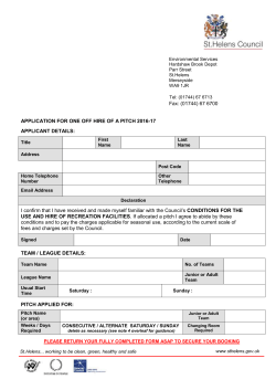 Application Form for one off hire of a Grass pitch