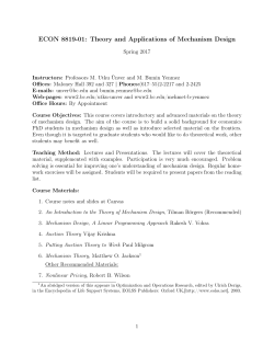 ECON 8819-01: Theory and Applications of Mechanism Design