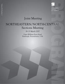 NORTHEASTERN/NORTH-CENTRAL Sections Meeting Joint Meeting
