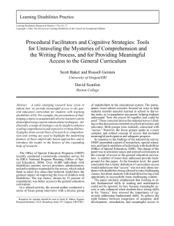 Procedural Facilitators and Cognitive Strategies