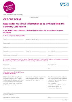 Summary Care Opt Out Form