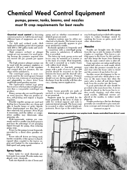 Chemical Weed Control Equipment: pumps, power, tanks, booms