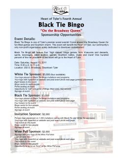 Black Tie Bingo Sponsorship Ideas