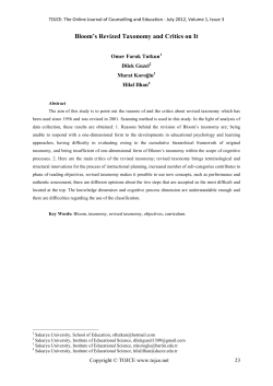 Bloom`s Revized Taxonomy and Critics on It