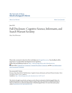 Full Disclosure: Cognitive Science, Informants, and Search Warrant