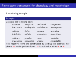 Finite-state transducers for phonology and morphology