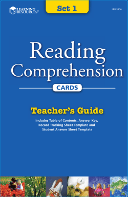 Reading Comprehension Card Set 1