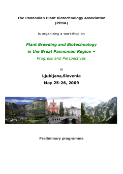 PPBA Workshop - Pannonian Plant Biotechnology Association