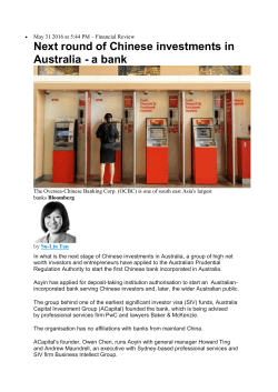 Next round of Chinese investments in Australia