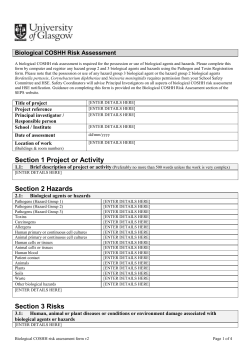 Biological COSHH risk assessment form