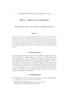 Hyper I&minus;algebras and polygroups 1. Introduction 2. Preliminaries