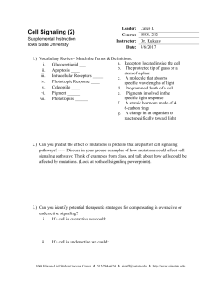 BIO 212 SI Kukday--Cell Signaling(2) 3/6