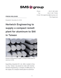Hertwich Engineering to supply a compact remelt plant