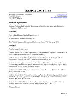 Gottlieb resume - The Bush School of Government and Public Service