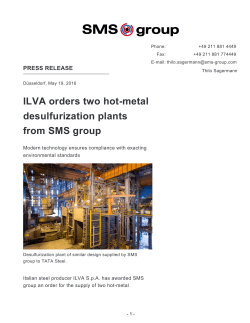 ILVA orders two hot-metal desulfurization plants from SMS group
