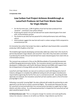 Low Carbon Fuel Project Achieves Breakthrough as