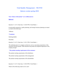 Total Quality Management &ndash; MGT510