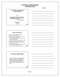 STRATEGIC MANAGEMENT INTRODUCTION