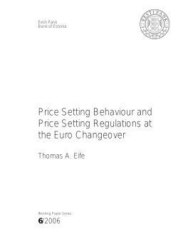 Price Setting Behaviour and Price Setting Regulations