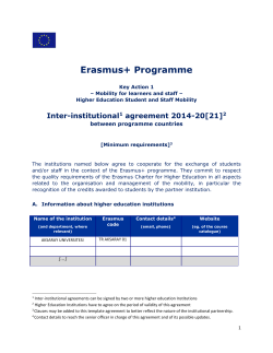 Erasmus+ Programme Key Action 1 &ndash; Mobility for learners and staff