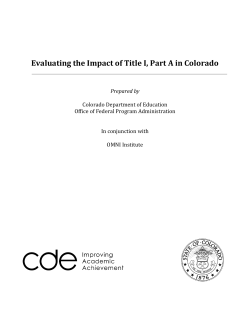 Evaluating the Impact of Title I, Part A in Colorado