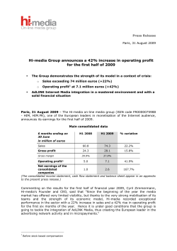 Hi-media Group announces a 42% increase in operating profit for